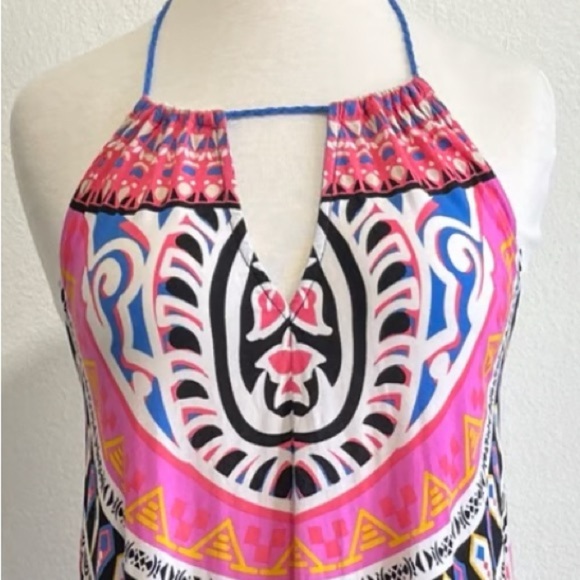 Anthropologie Flying Tomato Bohemian Ethnic Print Halter Maxi Dress L - Picture 4 of 9